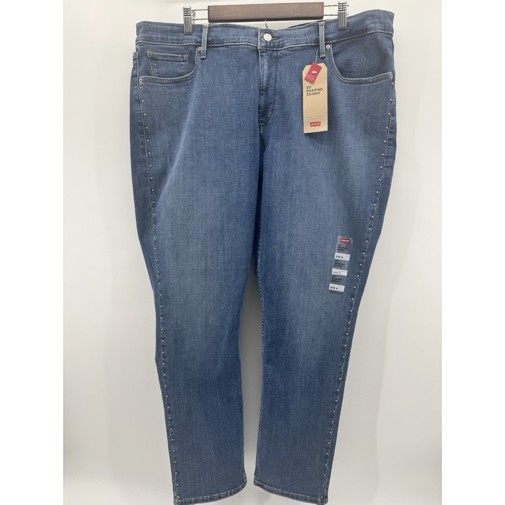 Levis 311 Jeans Womens Sz 22W Shaping Skinny Blue Studded NEW With Tags